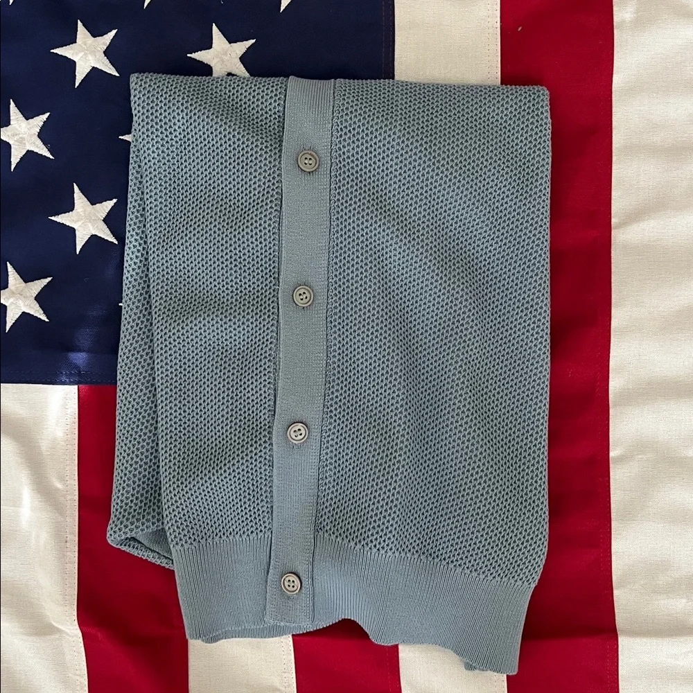 Blue Short Sleeve Button-Up Polo Shirt - Picture 6 of 6